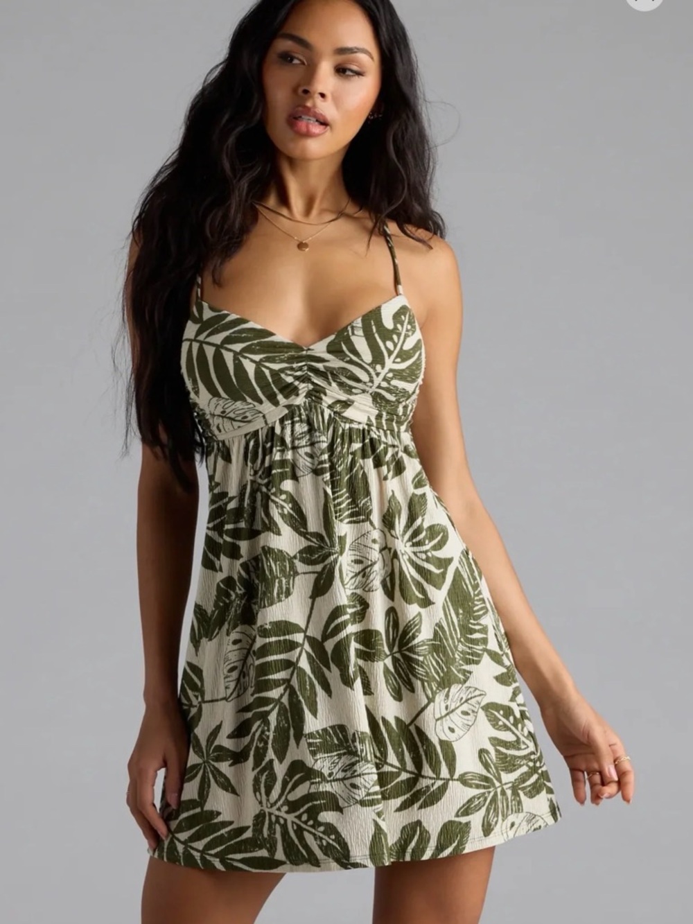 NWT - Windsor - Women’s Sun Rays Tropical V-Neck Babydoll Mini Dress - Small